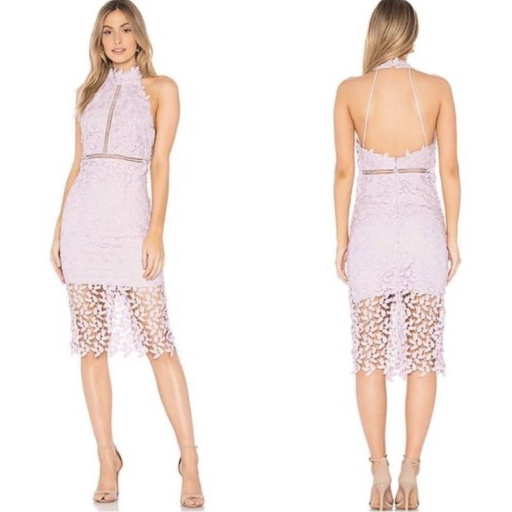 Bardot Revolve Gemma Lace Halter Sheath Dress in Orchid Size 4 XS